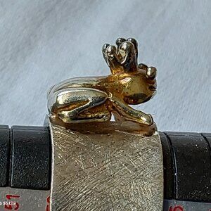 Sterling silver frog prince with crown ring size 6-6½ very unique
